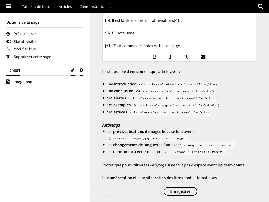 De l’aide contextuelle dans l’interface d’administration.